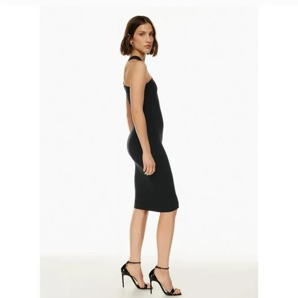 NEW Aritiza Ribbed Sculpt Knit Criss Cross Midi Dress Sz M - Picture 2 of 7